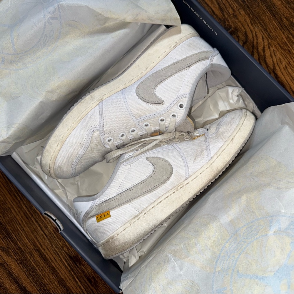 Air Jordan 1 Low AJKO SP X Union White/ Neutral Grey Size 10.5 - Picture 7 of 12